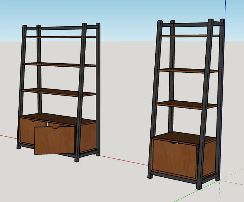 Mid-Century Modern Bookshelf v1 Sketchup